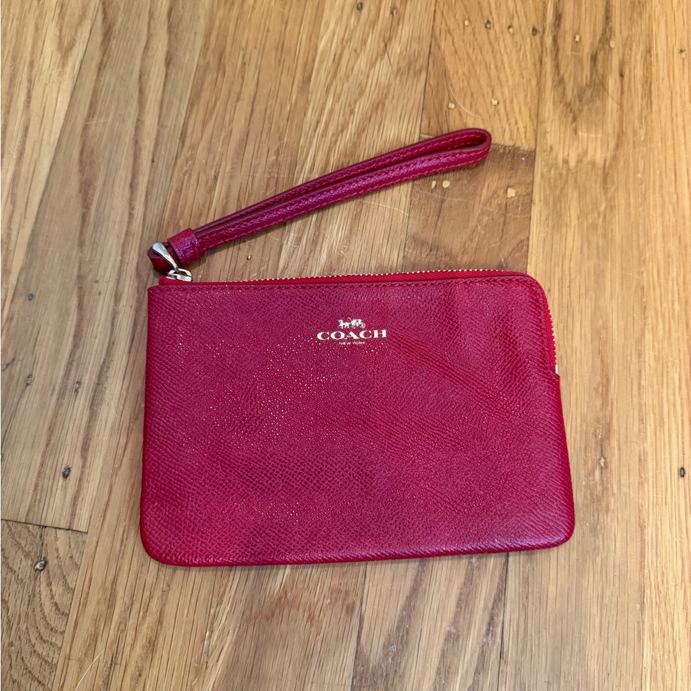 NWOT Coach Vibrant Red Leather Wristlet